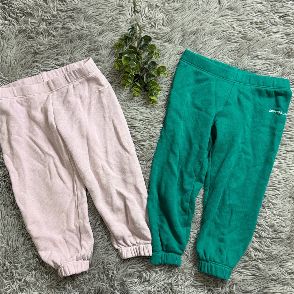 Spiritual gangster girls Pink and Green Sweatpant joggers  Set size 4t